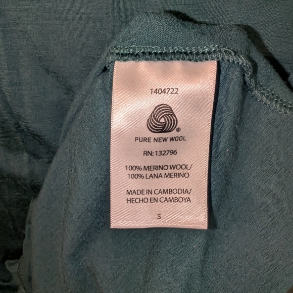 Segments Size Small Women's Green Long Sleeve Top 100% Merino Wool - Picture 4 of 5